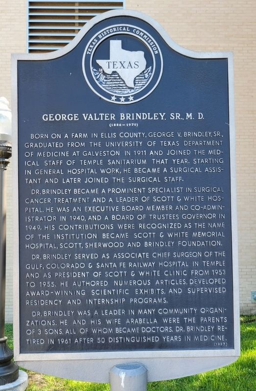 George Valter Brindley, Sr., M.D. Marker image. Click for full size.