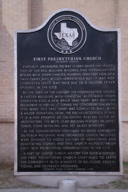 First Presbyterian Church of Corpus Christi Marker image. Click for full size.