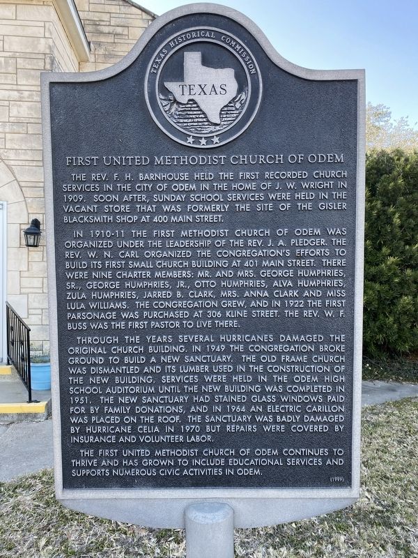 First United Methodist Church of Odem Marker image. Click for full size.