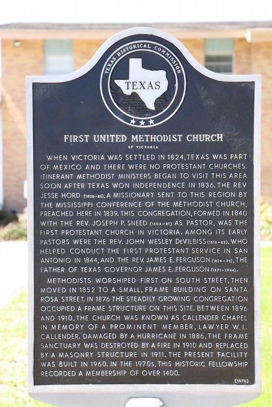 First United Methodist Church of Victoria Marker image. Click for full size.
