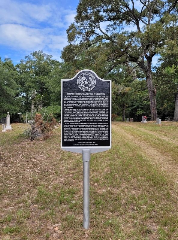 Elizabeth Shaw Cartwright Cemetery Marker. Click for full size. Elizabeth Shaw Cartwright Cemetery Marker image. Click for full size.