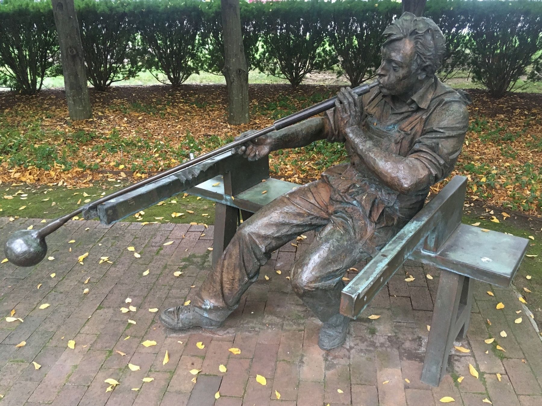 <i>Gaffer on Bench</i> - Bronze Sculpture image. Click for full size.