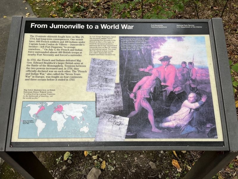 From Jumonville to a World War Marker image. Click for full size.