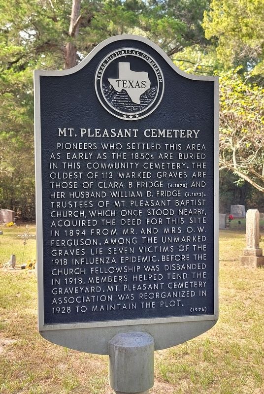 Mt. Pleasant Cemetery Marker image. Click for full size.