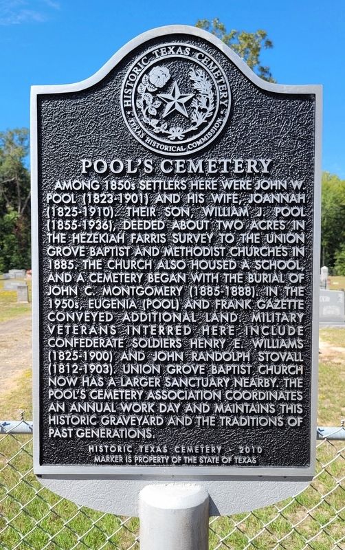 Pool's Cemetery Marker image. Click for full size.