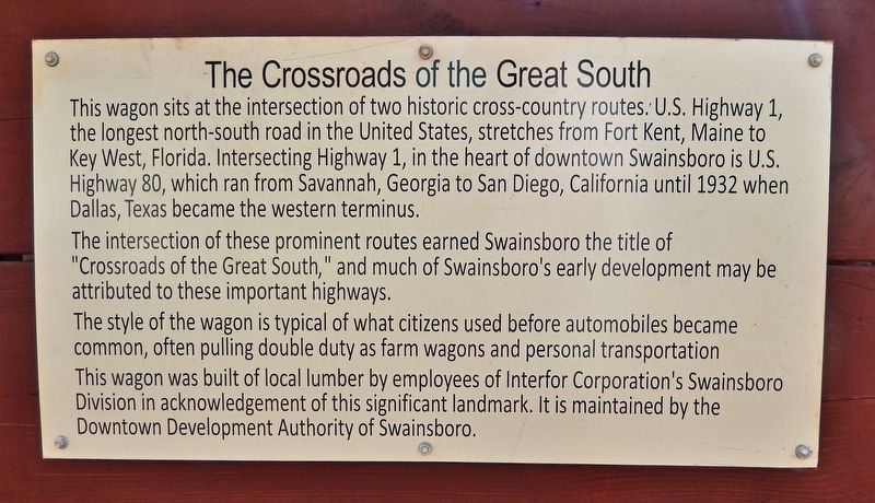 The Crossroads of the Great South Marker. Click for full size. The Crossroads of the Great South Marker image. Click for full size.