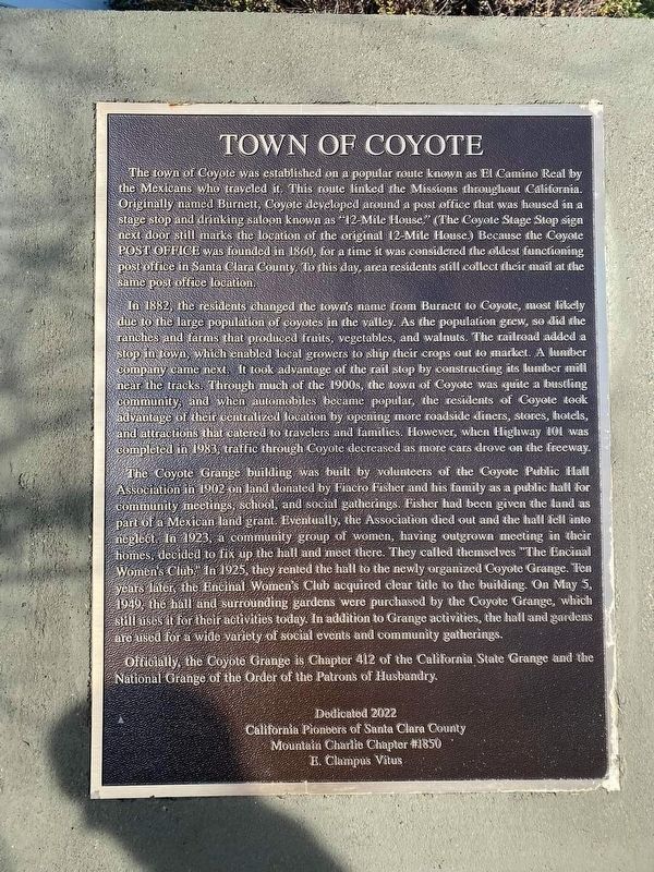 Town of Coyote Marker image. Click for full size.