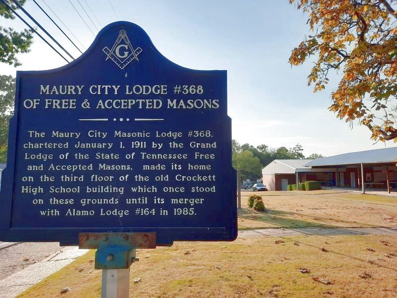 Maury City Lodge #368 of Free & Accepted Masons Marker image. Click for full size.