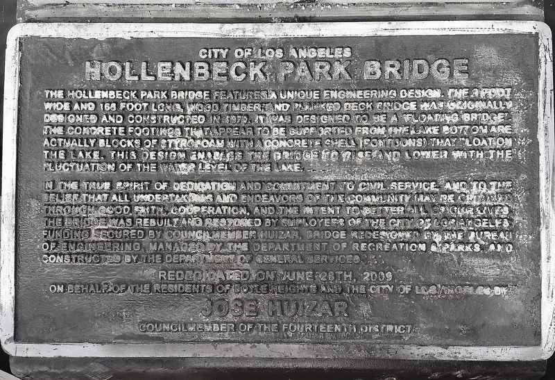 Hollenbeck Park Bridge Marker. Click for full size. Hollenbeck Park Bridge Marker image. Click for full size.