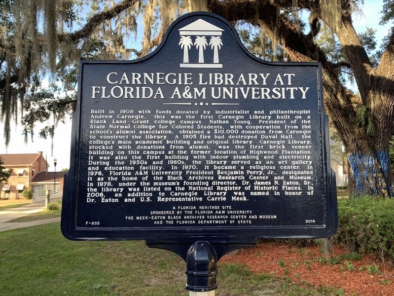 Carnegie Library at Florida A&M University Marker image. Click for full size.