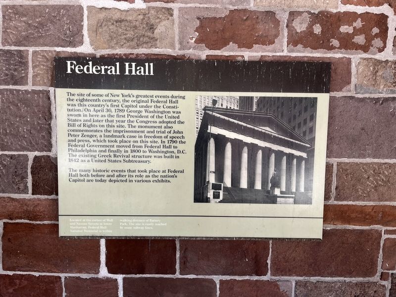 Federal Hall Marker image. Click for full size.