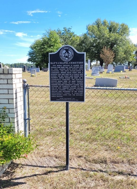 Bay's Chapel Cemetery Marker. Click for full size. Bay's Chapel Cemetery Marker image. Click for full size.