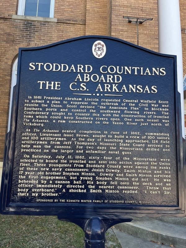 Stoddard Countians Aboard the C.S. Arkansas Marker image. Click for full size.