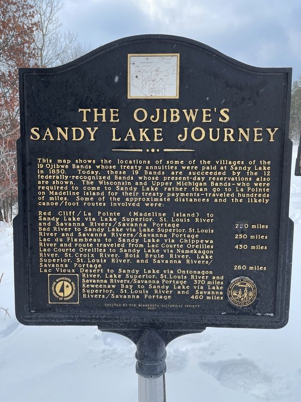The Ojibwe's Sandy Lake Journey Marker image. Click for full size.