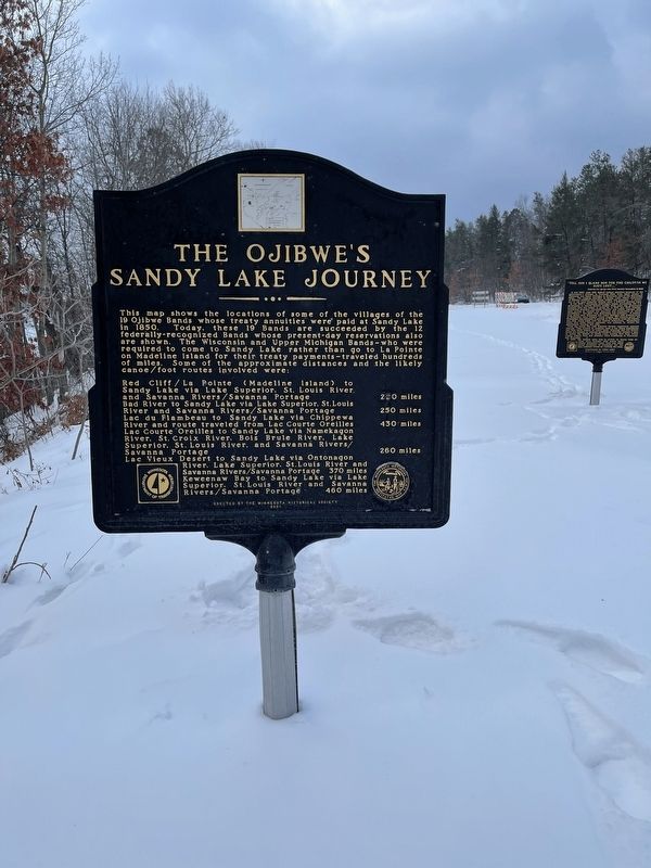 The Ojibwe's Sandy Lake Journey Marker image. Click for full size.