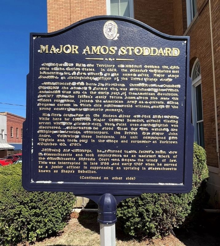 Major Amos Stoddard Marker (Front) image. Click for full size.