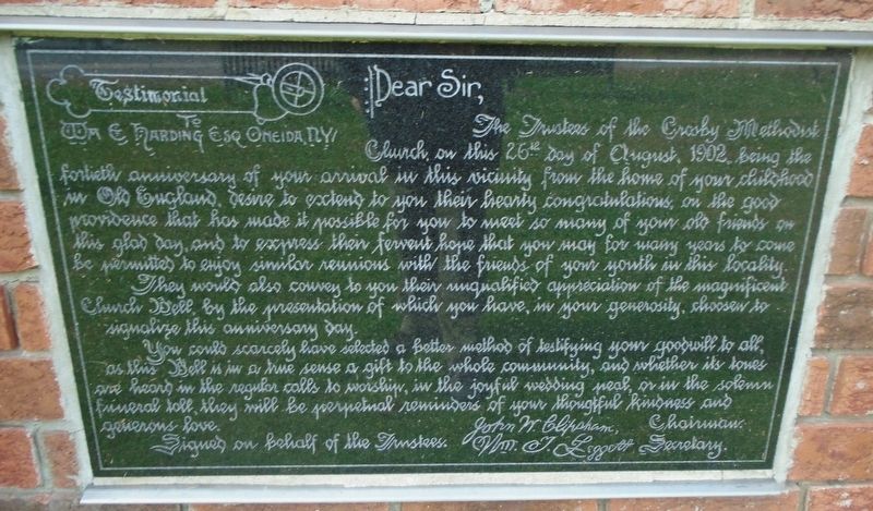 Crosby Methodist Church Bell Marker image. Click for full size.