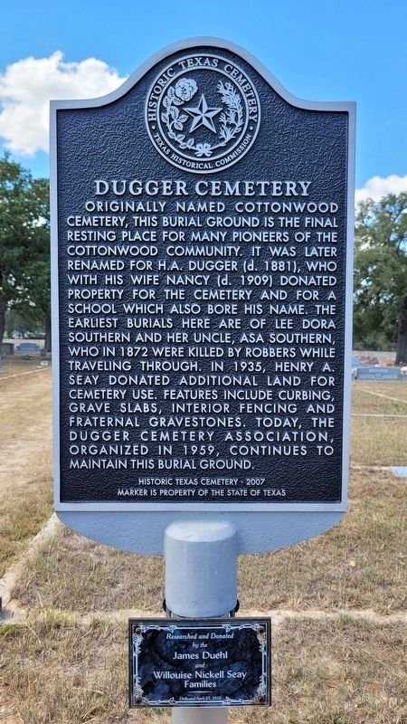 Dugger Cemetery Marker image. Click for full size.