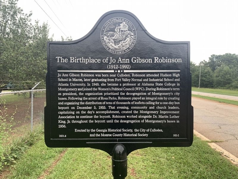 The Birthplace of Jo Ann Gibson Robinson Marker image. Click for full size.