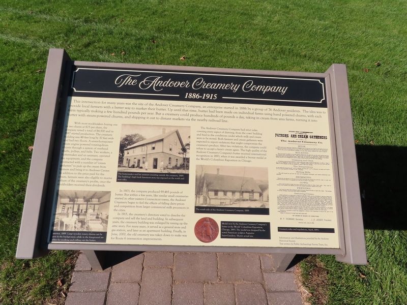 The Andover Creamery Company Marker image. Click for full size.