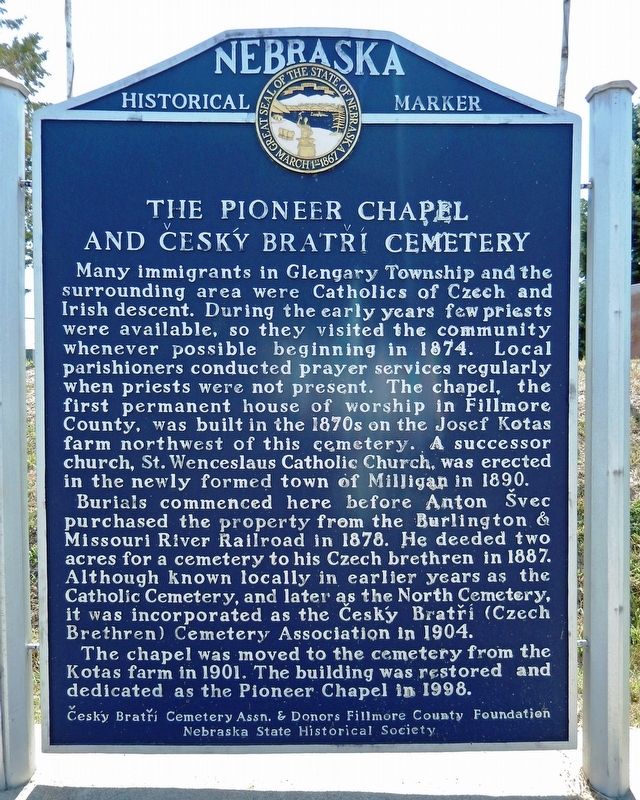 The Pioneer Chapel and Cesky Bratri Cemetery Marker image. Click for full size.