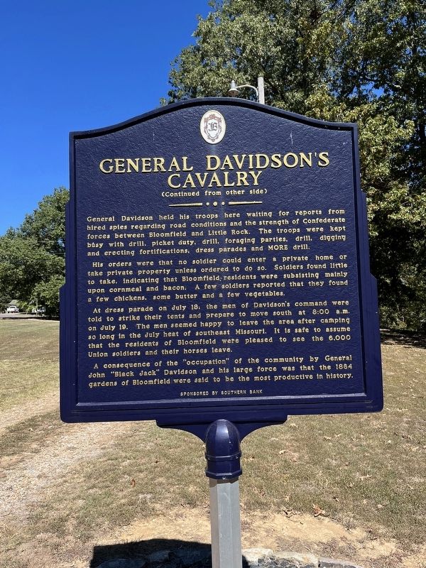 General Davidson's Cavalry Marker (back). Click for full size. General Davidson's Cavalry Marker (back) image. Click for full size.
