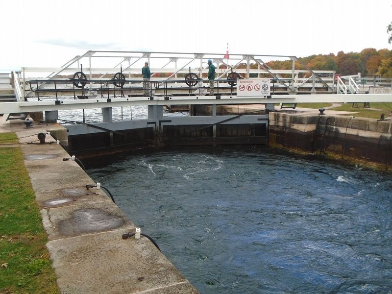 Rideau Canal Lock 35 West Gate and Hwy 14 Swing Bridge image. Click for full size.