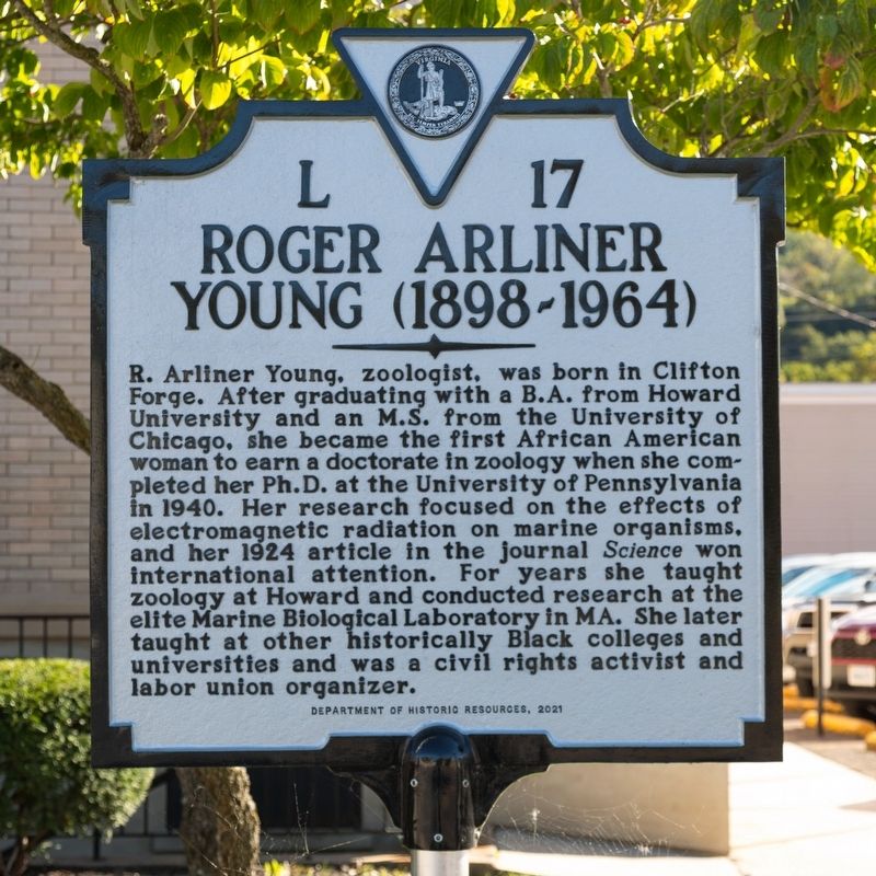Roger Arliner Young Marker. Click for full size. Roger Arliner Young Marker image. Click for full size.