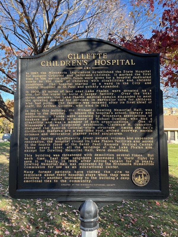 Gillette Children's Hospital Marker. Click for full size. Gillette Children's Hospital Marker image. Click for full size.