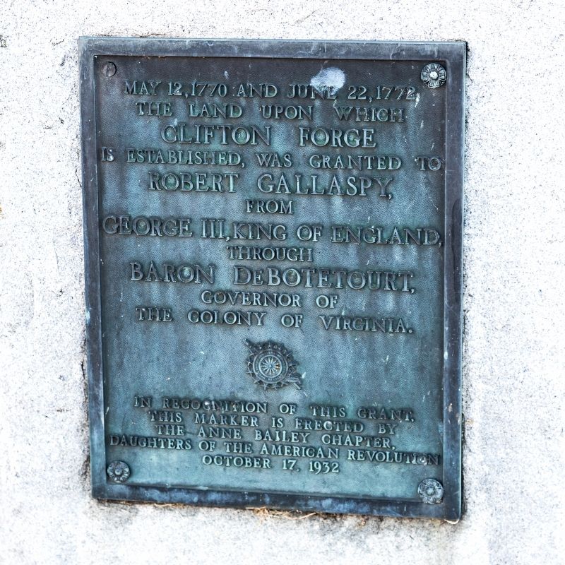 Robert Gallaspy Land Grant DAR Plaque. Click for full size. Robert Gallaspy Land Grant DAR Plaque image. Click for full size.