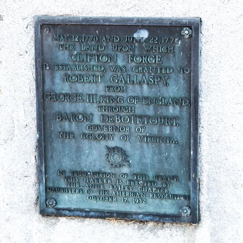 Robert Gallaspy Land Grant DAR Plaque image. Click for full size.
