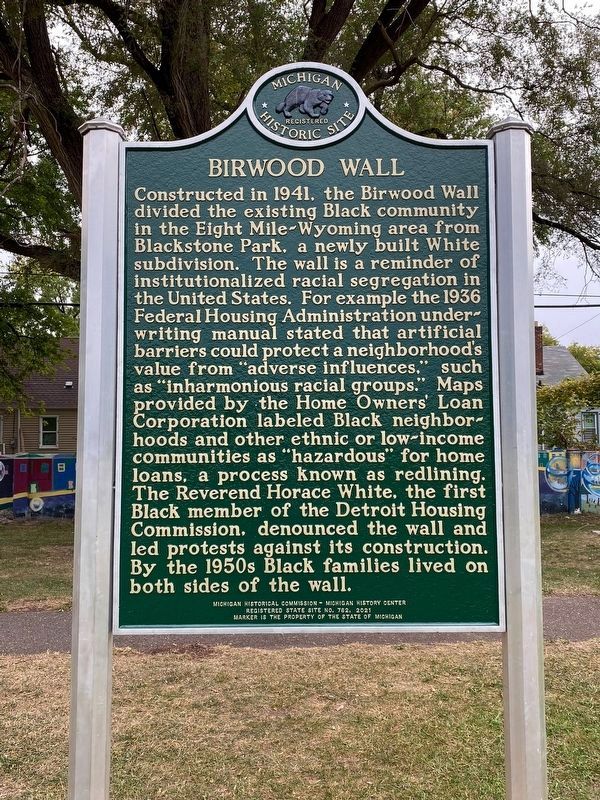 Birwood Wall side of the marker image. Click for full size.