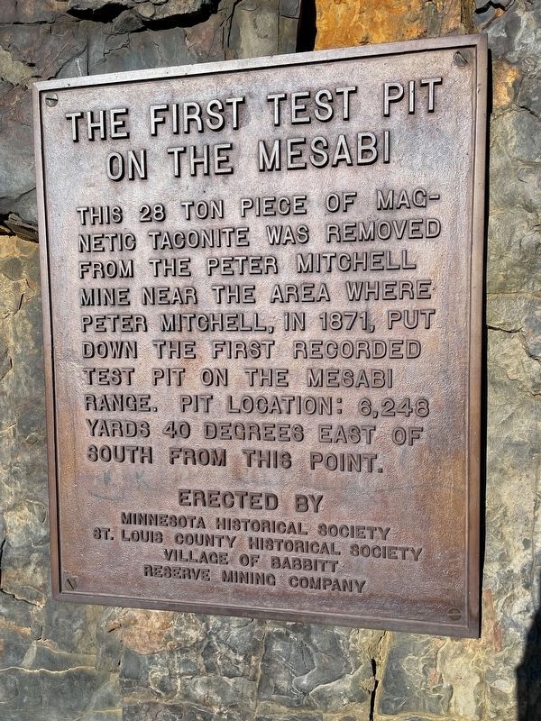 The First Test Pit on the Mesabi Marker image. Click for full size.