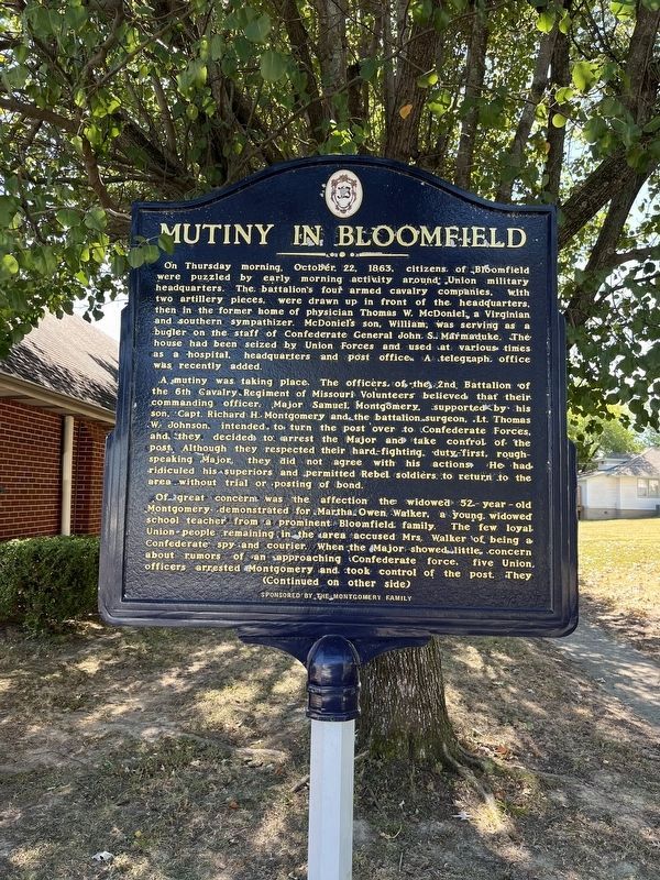 Mutiny in Bloomfield Marker (Front). Click for full size. Mutiny in Bloomfield Marker (Front) image. Click for full size.