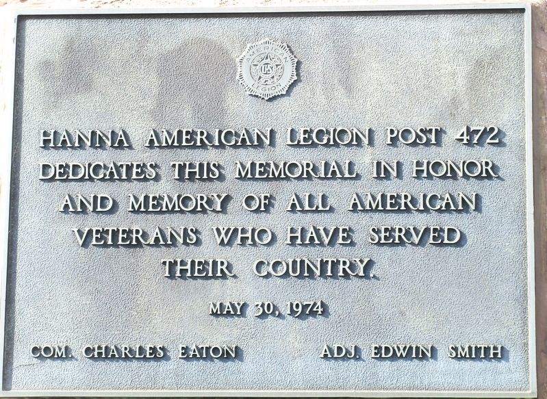 Hanna Veterans Memorial image. Click for full size.