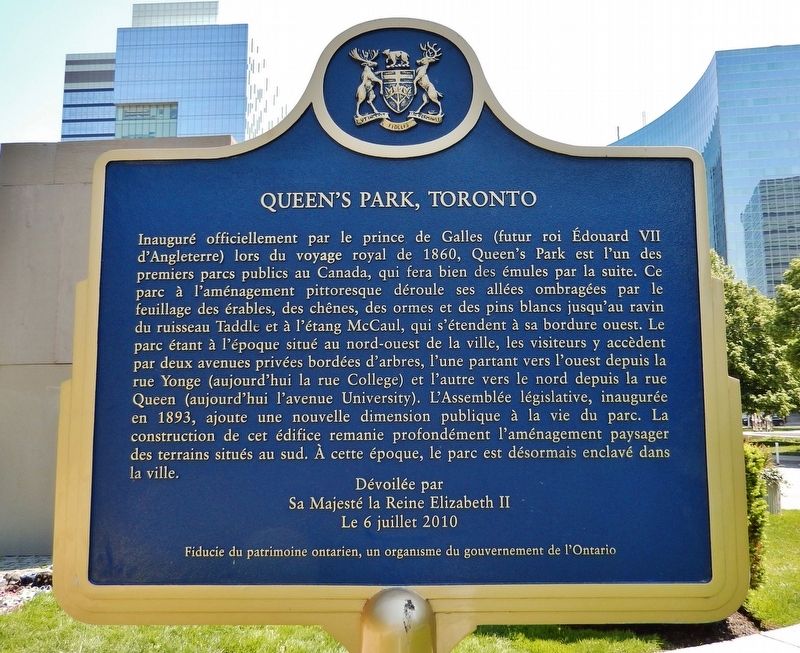Queen's Park, Toronto Marker (<i>north side</i>) image. Click for full size.