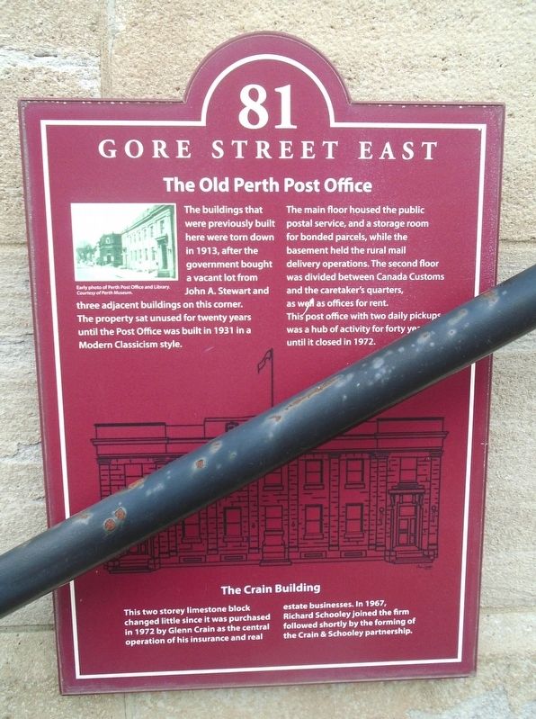 The Old Perth Post Office / The Crain Building Marker image. Click for full size.