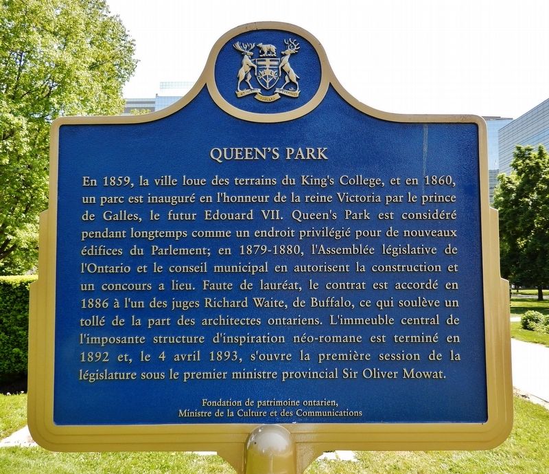 Queen's Park, Toronto Marker (<i>north side</i>) image. Click for full size.