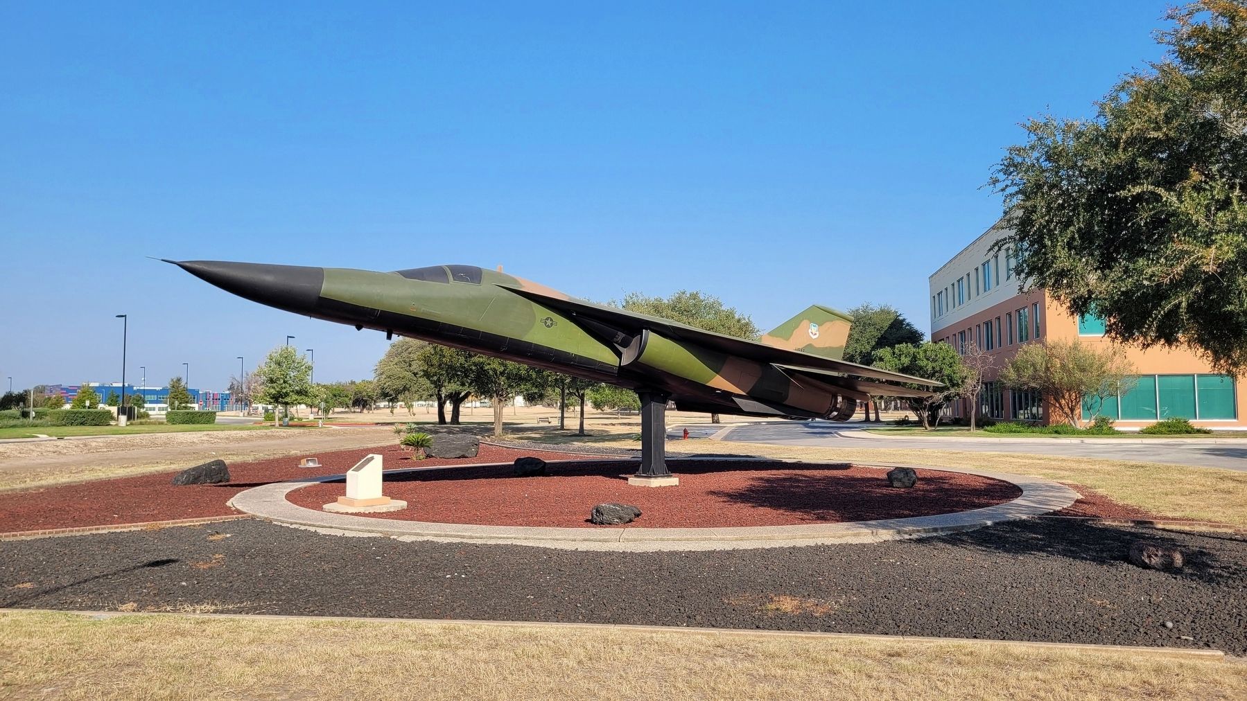 The view of the FB-111A and Marker from the street. Click for full size. The view of the FB-111A and Marker from the street image. Click for full size.
