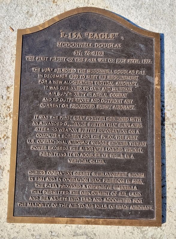 F-15A "Eagle" Marker. Click for full size. F-15A "Eagle" Marker image. Click for full size.