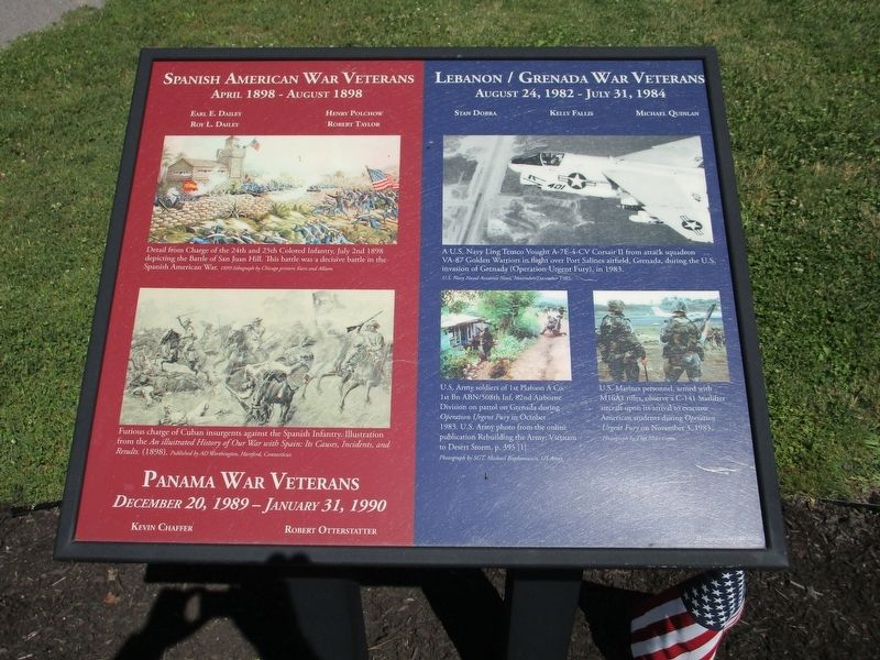 Spanish American/Panama War Veterans; Lebanon/Grenada War Veterans Memorial image. Click for full size.
