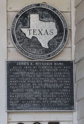 James A. McFaddin Home Marker. Click for full size. James A. McFaddin Home Marker image. Click for full size.
