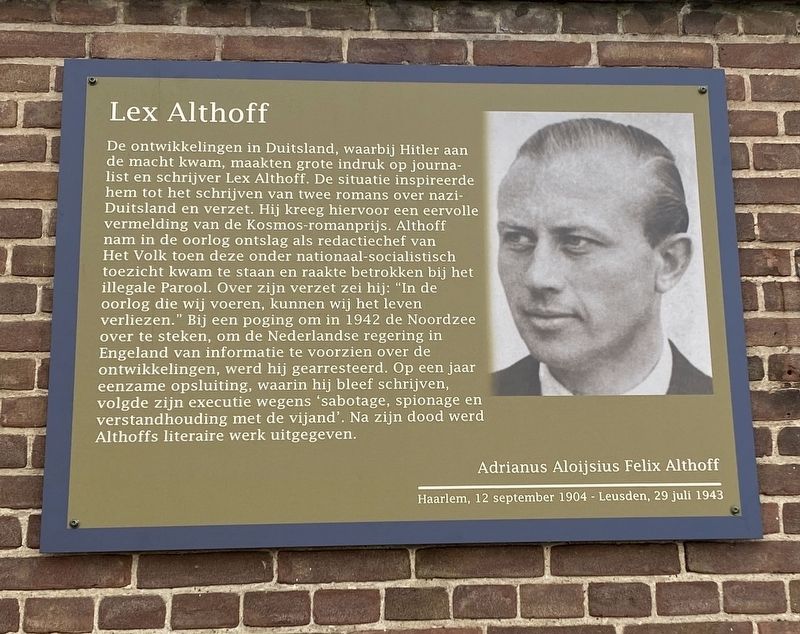 Lex Althoff Marker image. Click for full size.