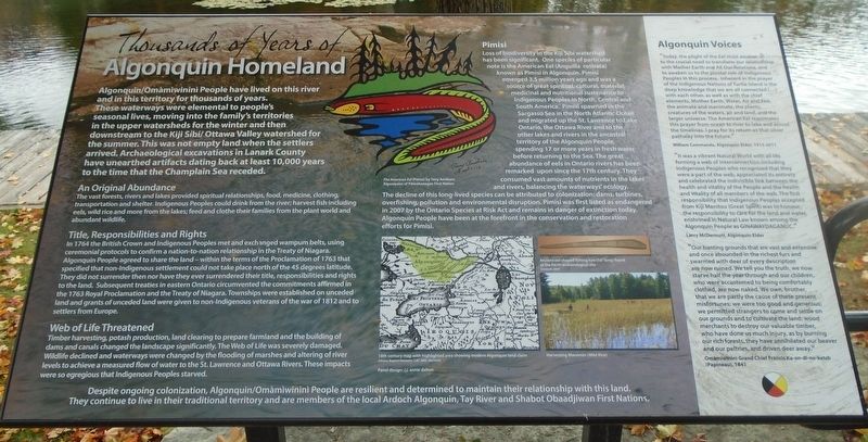 <i>Thousands of Years of</i> Algonquin Homeland Marker image. Click for full size.