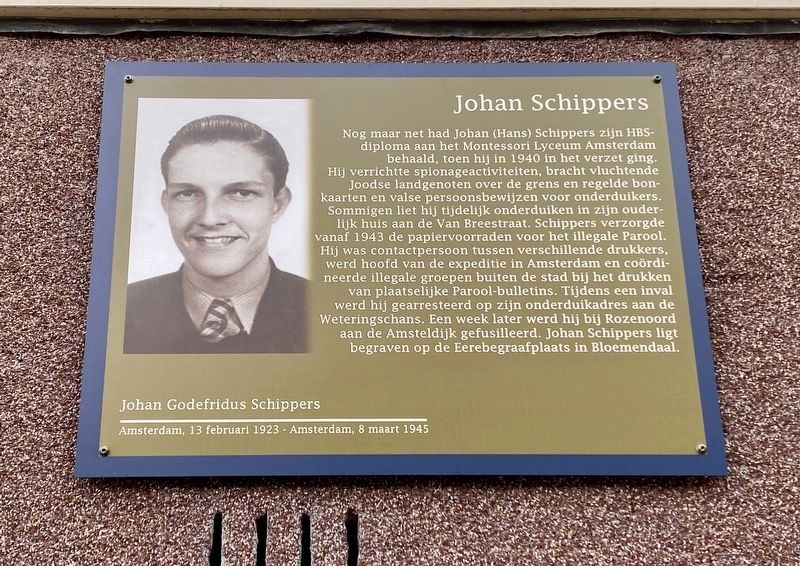 Johan Schippers Marker. Click for full size. Johan Schippers Marker image. Click for full size.