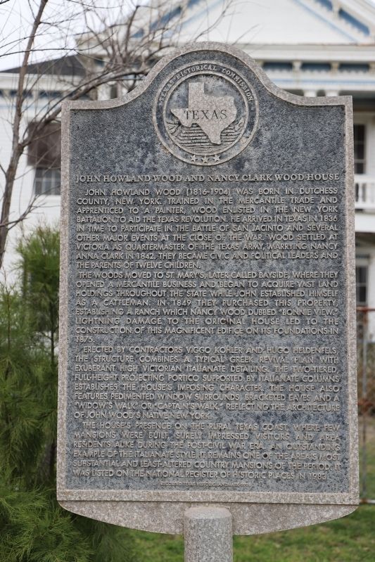 John Howland Wood and Nancy Clark Wood House Marker image. Click for full size.
