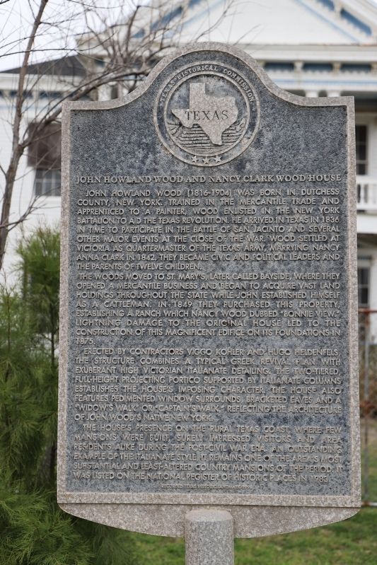 John Howland Wood and Nancy Clark Wood House Marker. Click for full size. John Howland Wood and Nancy Clark Wood House Marker image. Click for full size.