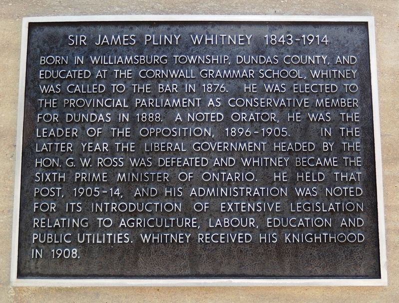 Sir James Pliny Whitney Marker image. Click for full size.