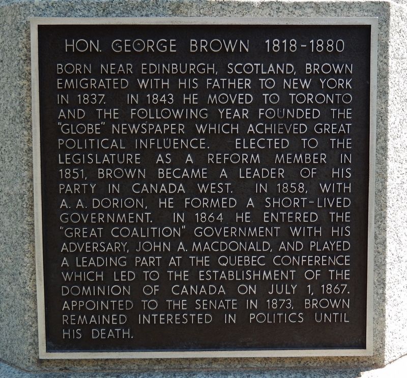 Hon. George Brown Marker image. Click for full size.