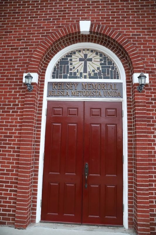 Kelsey Memorial Methodist Church (Iglesia Metodista Kelsey Memorial) Door and Stained Glass. Click for full size. Kelsey Memorial Methodist Church (Iglesia Metodista Kelsey Memorial) Door and Stained Glass image. Click for full size.